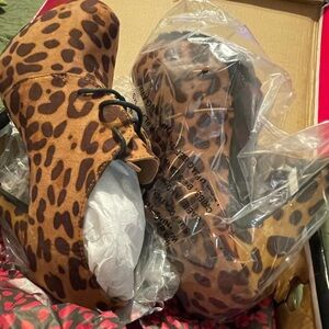 Never worn animal print booties size 8.